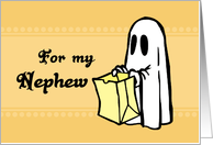 Happy Halloween for Nephew - Orange Ghost card