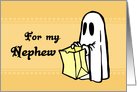 Happy Halloween for Nephew - Orange Ghost card