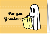 Happy Halloween for Grandson - Orange Ghost card