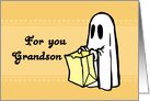 Happy Halloween for Grandson - Orange Ghost card