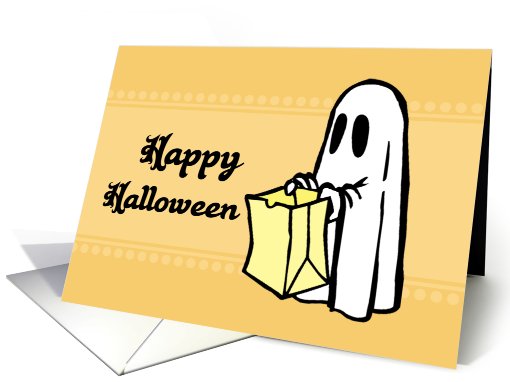 Happy Halloween - Orange Ghost card (685447)
