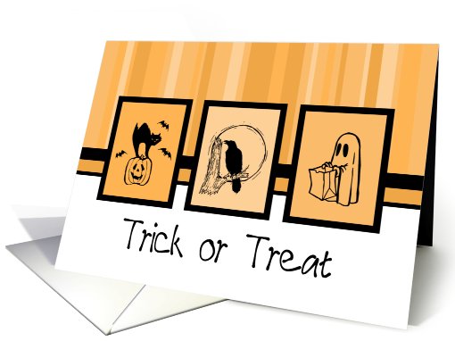Trick or Treat Halloween - Orange Stripes card (685456)