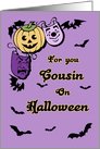 Happy Halloween for Cousin - Purple Masks & Bats card