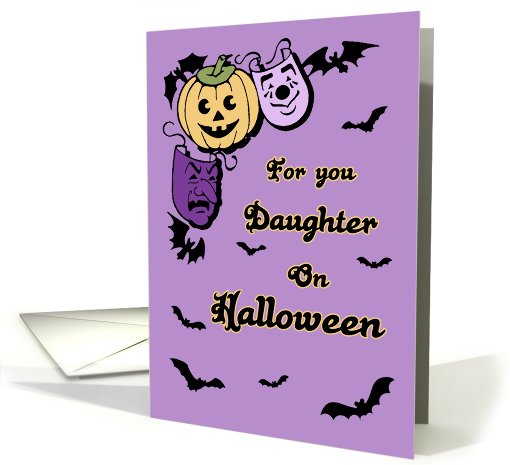 Happy Halloween for Daughter - Purple Masks & Bats card (685506)