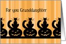 Happy Halloween for Granddaughter Card - Orange Stripes & Black Cats card