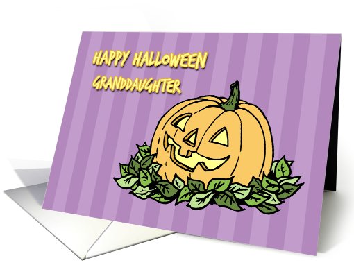 Happy Halloween for Granddaughter Card - Purple Stripes & Pumpkin card
