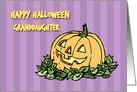 Happy Halloween for Granddaughter Card - Purple Stripes & Pumpkin card