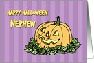 Happy Halloween for Nephew - Purple Stripes & Pumpkin card