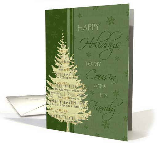 Happy Holidays Cousin and his Family Christmas Card - Green Tree card