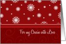 Merry Christmas Cousin Card - Red & White Snow card