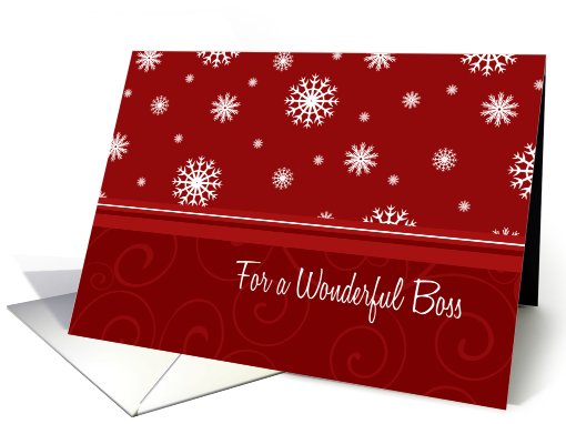 Merry Christmas Boss Card - Red & White Snow card (686286)