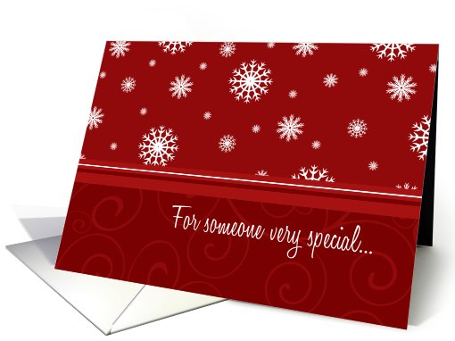 Merry Christmas for Fiance Card - Red & White Snow card (686289)