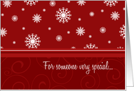 Merry Christmas for Fiance Card - Red & White Snow card