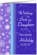 Happy Holidays for our Son & Daughter in Law Christmas - Blue Purple Snow card