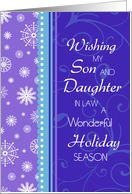 Happy Holidays for my Son & Daughter in Law Christmas - Blue Purple Snow card