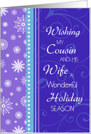 Happy Holidays for my Cousin & his Wife Christmas - Blue Purple Snow card