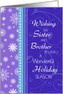 Happy Holidays for my Sister & Brother in Law Christmas - Blue Purple Snow card