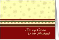Christmas for Cousin & Husband Card - Red, Yellow, Green card