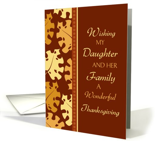 Happy Thanksgiving Daughter & her Family Card - Fall Leaves card