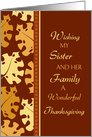 Happy Thanksgiving Sister & her Family Card - Fall Leaves card