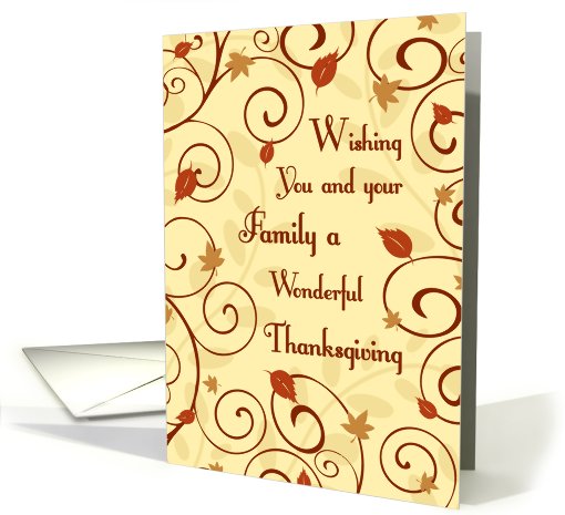 Happy Thanksgiving for Family Card - Fall Leaves & Swirls card