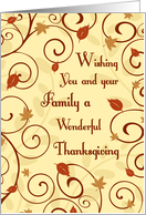 Happy Thanksgiving for Family Card - Fall Leaves & Swirls card