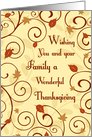 Happy Thanksgiving for Family Card - Fall Leaves & Swirls card