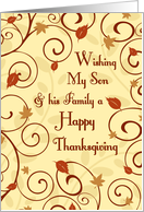 Happy Thanksgiving my Son & Family Card - Fall Leaves & Swirls card