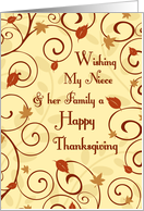 Happy Thanksgiving Niece & Family Card - Fall Leaves & Swirls card