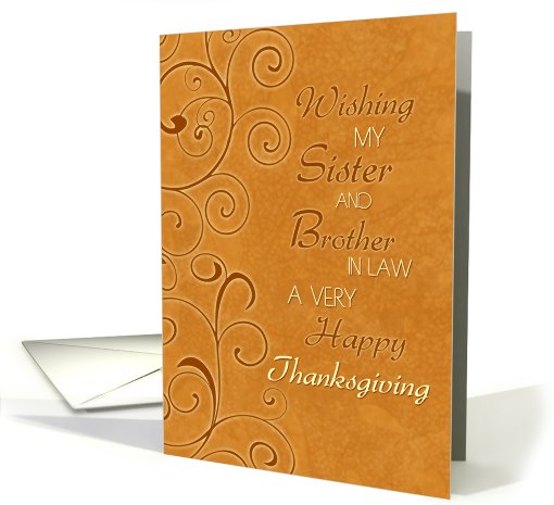 Happy Thanksgiving for Sister & Brother in Law Card - Fall Swirls card