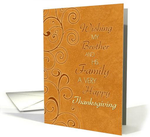 Happy Thanksgiving for Brother & Family Card - Fall Swirls card