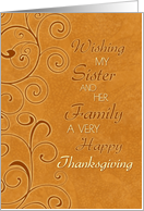 Happy Thanksgiving for Sister & Family Card - Fall Swirls card