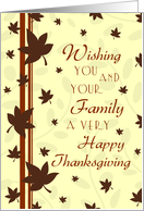 Happy Thanksgiving for Family Card - Fall Leaves card