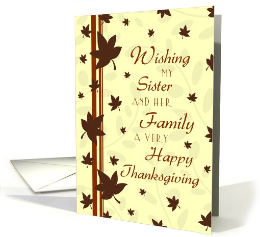 Happy Thanksgiving for my Sister & Family Card - Fall Leaves card