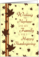 Happy Thanksgiving for my Nephew & Family Card - Fall Leaves card