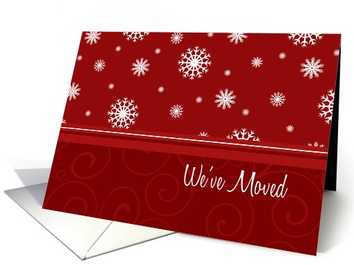 Merry Christmas We've Moved Card - Red White Snowflakes card (702082)