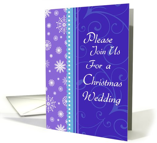 Christmas Wedding Invitation Card - Purple Blue Snowflakes card