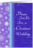 Christmas Wedding Invitation Card - Purple Blue Snowflakes card