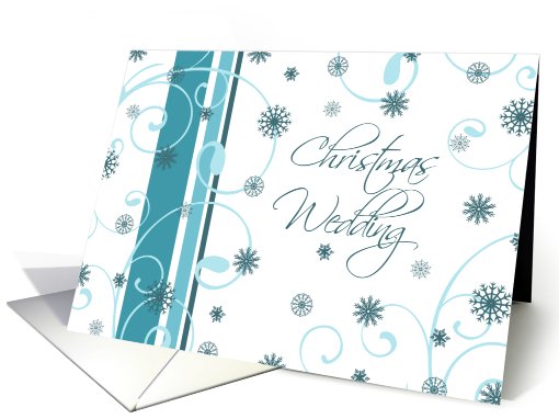 Christmas Wedding Invitation Card - Turquoise White Snowflakes card