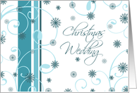 Christmas Wedding Invitation Card - Turquoise White Snowflakes card