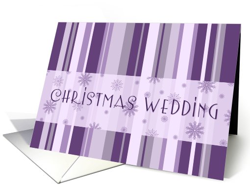 Christmas Wedding Invitation Card - Purple Snowflakes & Stripes card