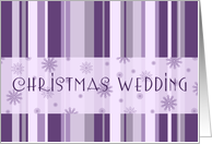 Christmas Wedding Invitation Card - Purple Snowflakes & Stripes card