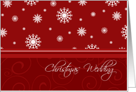 Christmas Wedding Invitation Card - Red White Snowflakes card