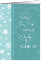 Winter Wedding Invitation Card - Turquoise Snowflakes card