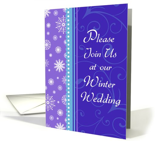 Winter Wedding Invitation Card - Purple Blue Snowflakes card (703071)