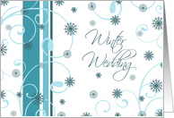 Winter Wedding Invitation Card - Turquoise White Snowflakes card