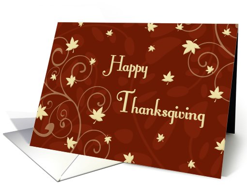 Happy Thanksgiving from Family Card - Red Yellow Fall Leaves card