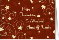 Happy Thanksgiving for Aunt & Uncle Card - Red Yellow Fall Leaves card