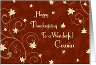 Happy Thanksgiving for Cousin Card - Red Yellow Fall Leaves card