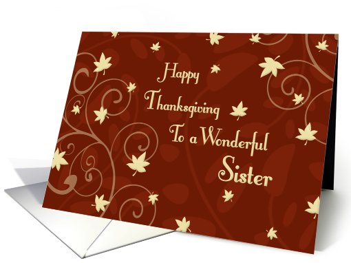 Happy Thanksgiving for Sister Card - Red Yellow Fall Leaves card